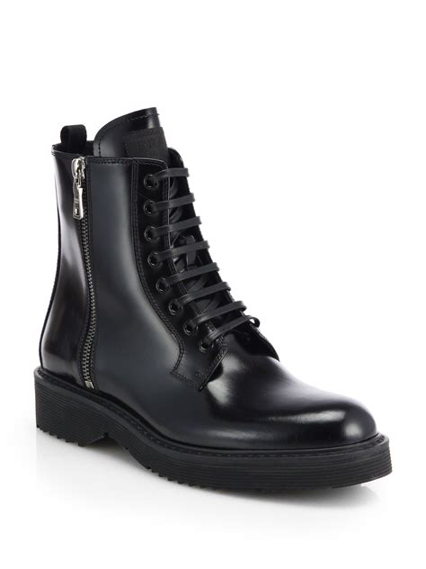 prada patent leather combat boots|prada genuine leather boots.